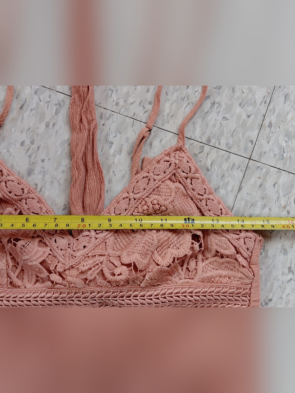 Aeropostale Crocheted Bralette in Peach Or Dusty Pink Size XS Crop Top . - Picture 12 of 12
